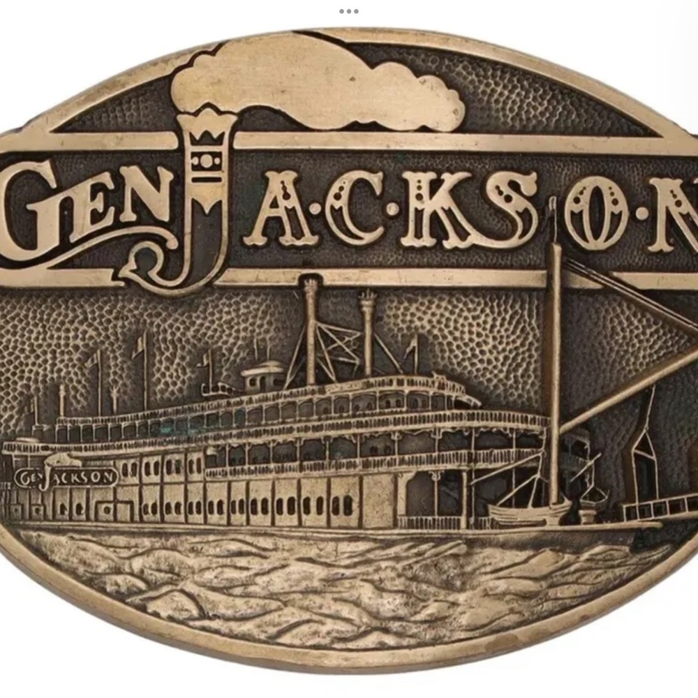 Brass General Jackson Riverboat Showboat Steamboat Nashville TN Vtg Belt Buckle